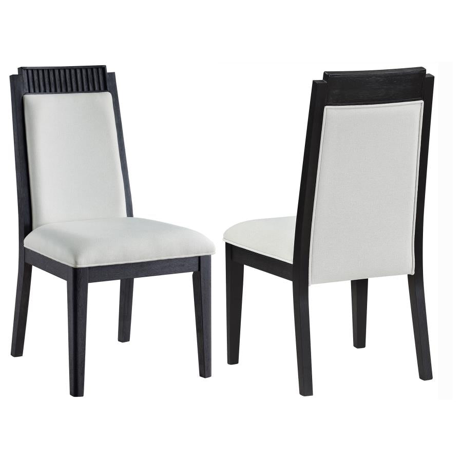 Bailey Wood Dining Side Chair Ivory and Black (Set of 2) - Adams Furniture