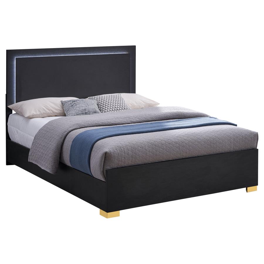 Harmony Full LED Panel Bed Black - Adams Furniture