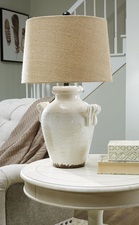 Emelda Cream Table Lamp - Adams Furniture