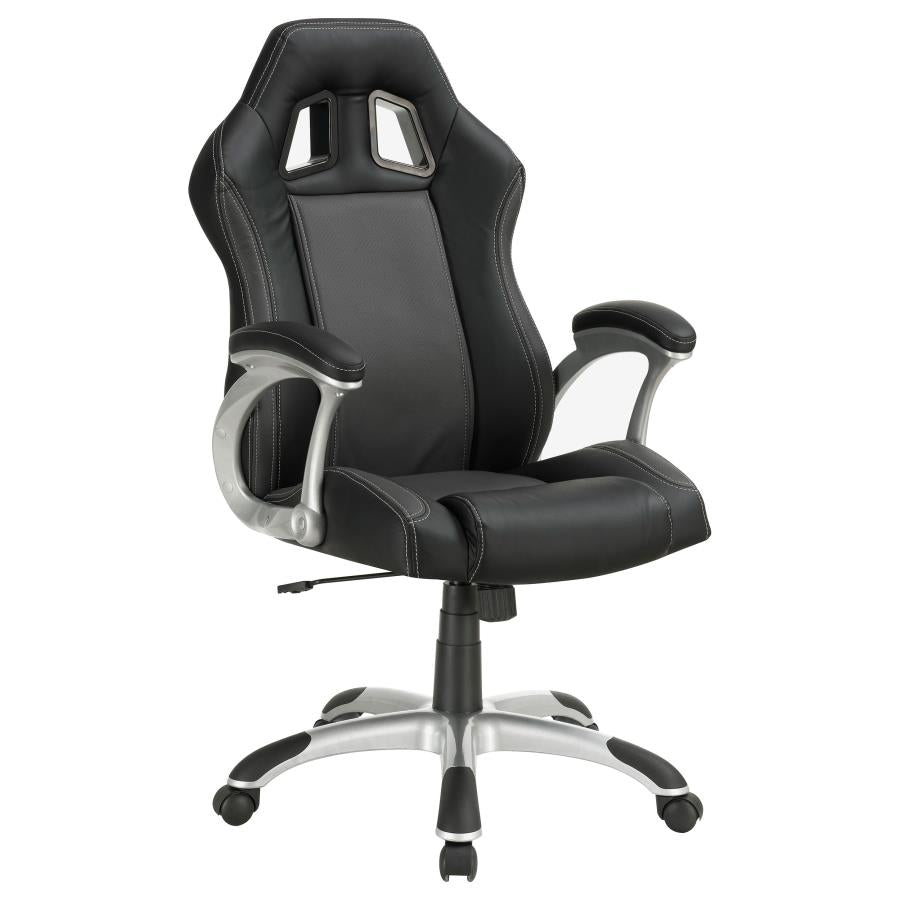 Upholstered Adjustable Home Office Desk Chair Black - Adams Furniture