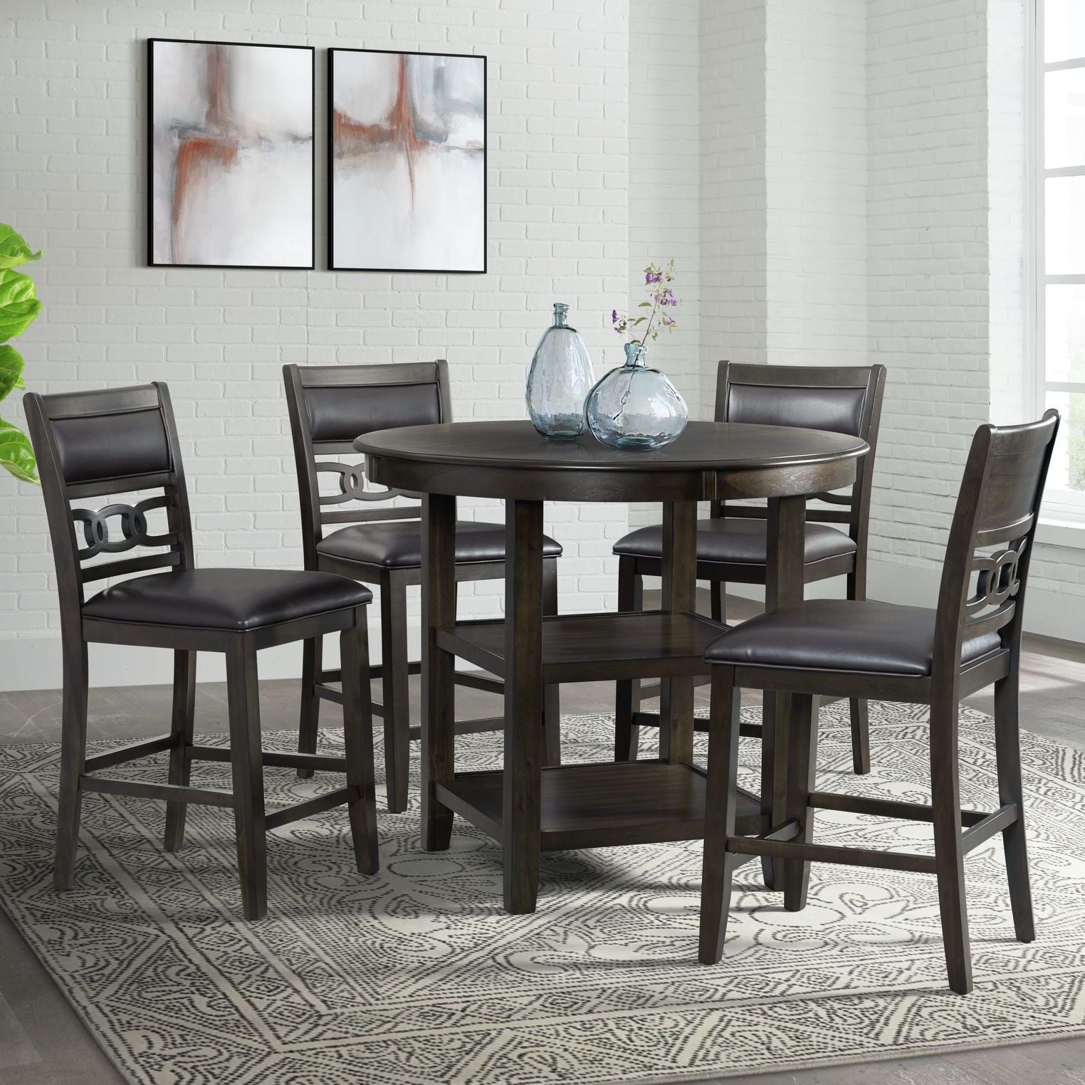 Amherst Brown 5 Piece Counter Height Dining Set - Adams Furniture