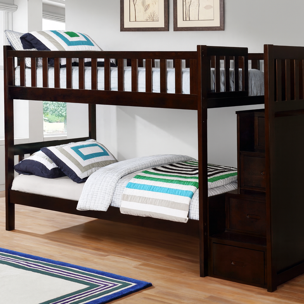 bunk bed with dresser Harper - Espresso Twin/Twin Staircase Bunk Bed