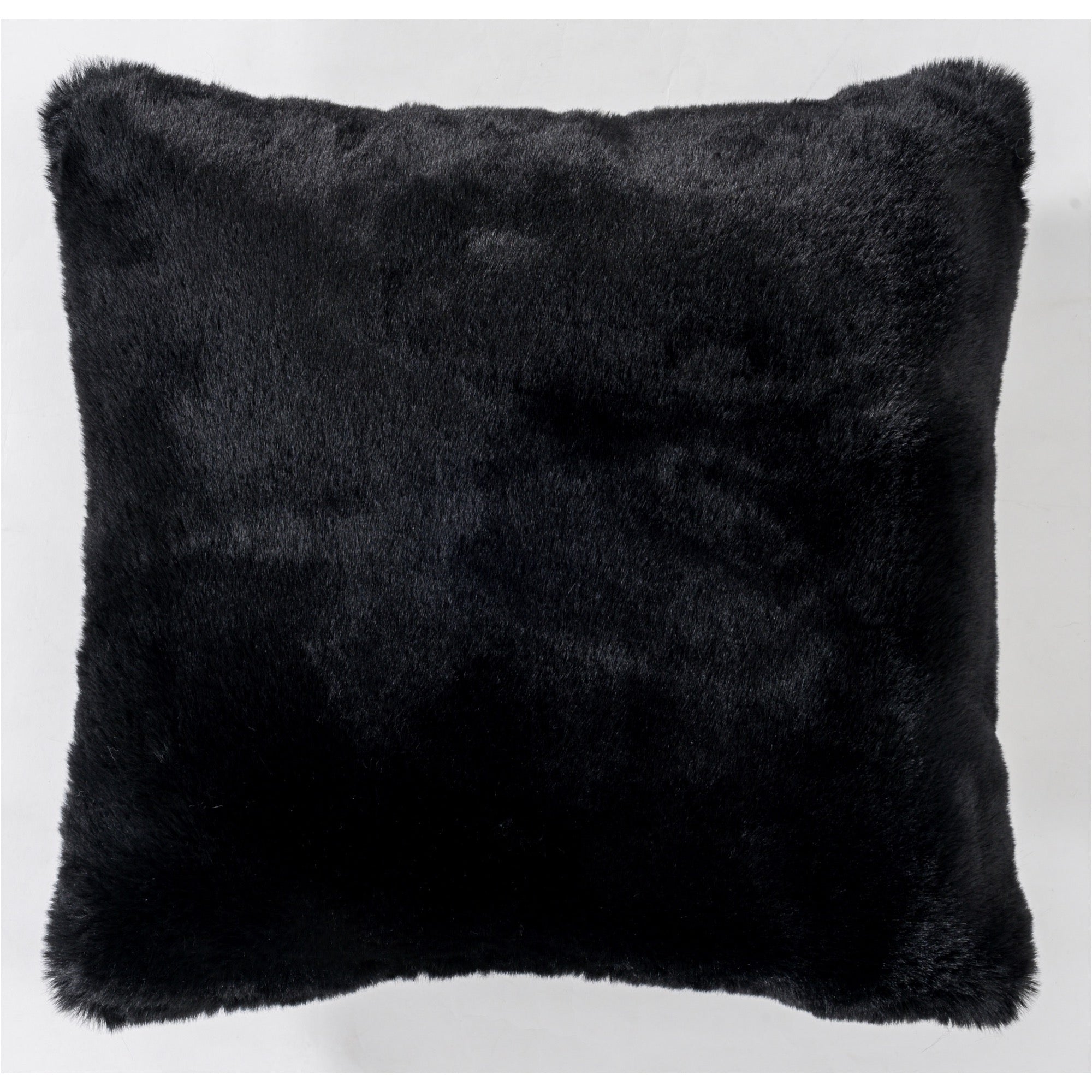 Faux Rabbit Fur Black Pillow - Adams Furniture