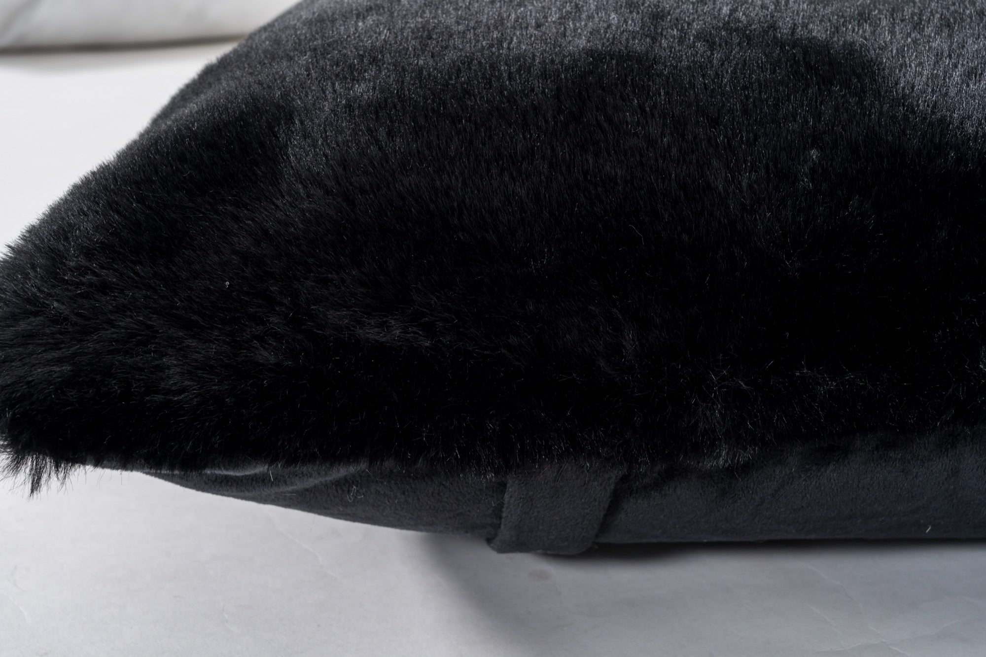 Faux Rabbit Fur Black Pillow - Adams Furniture