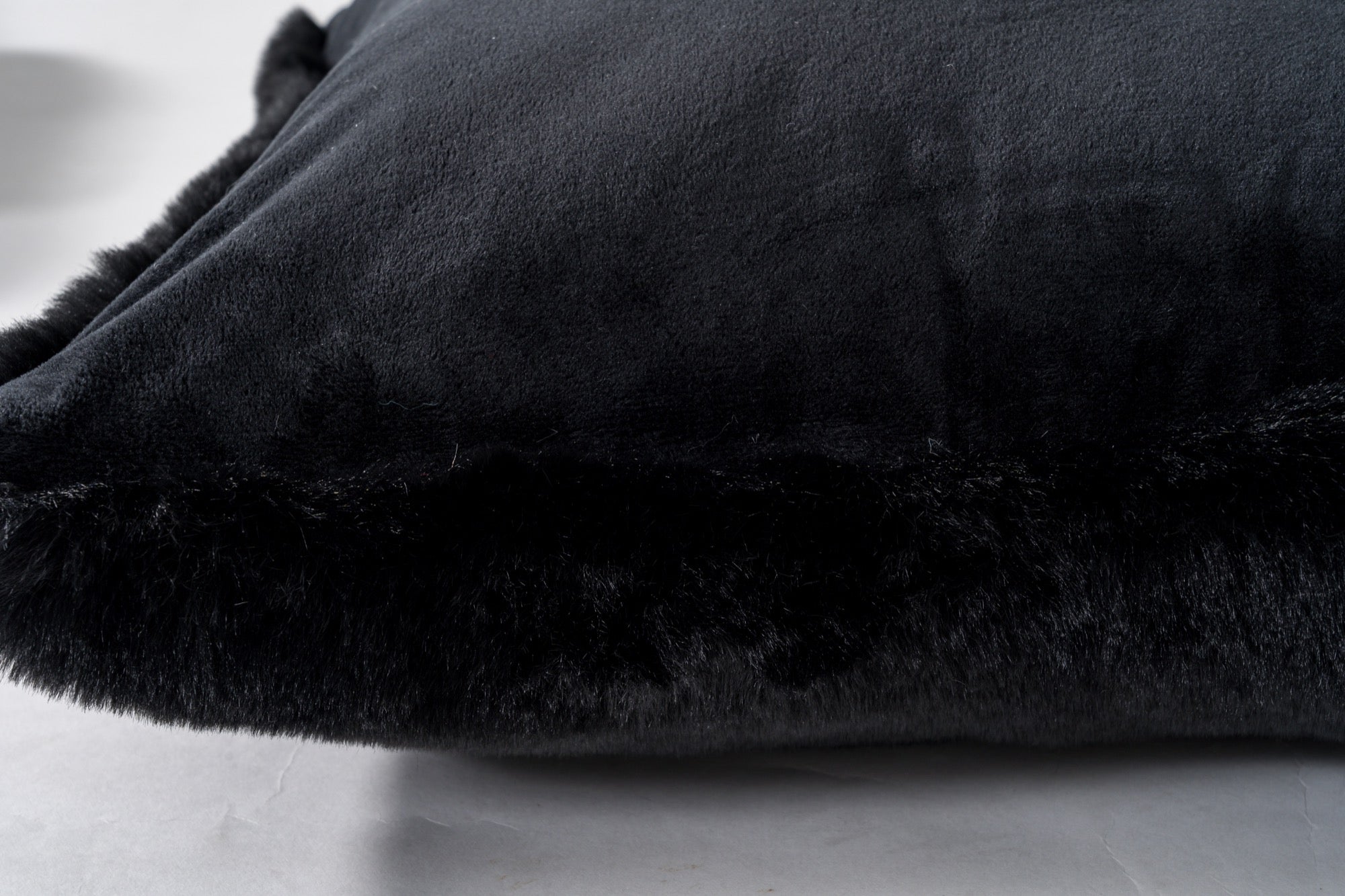 Faux Rabbit Fur Black Pillow - Adams Furniture