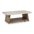 Light Brown Rectangular Coffee Table with Casters