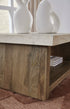 Light Brown Rectangular Coffee Table with Casters