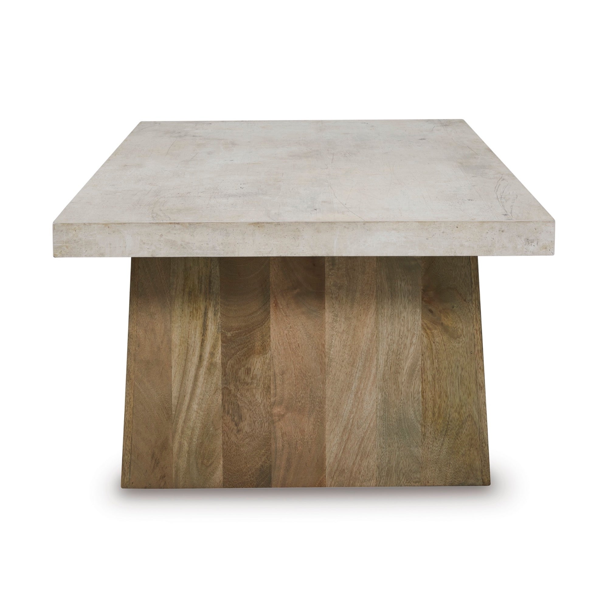 Light Brown Rectangular Coffee Table with Casters