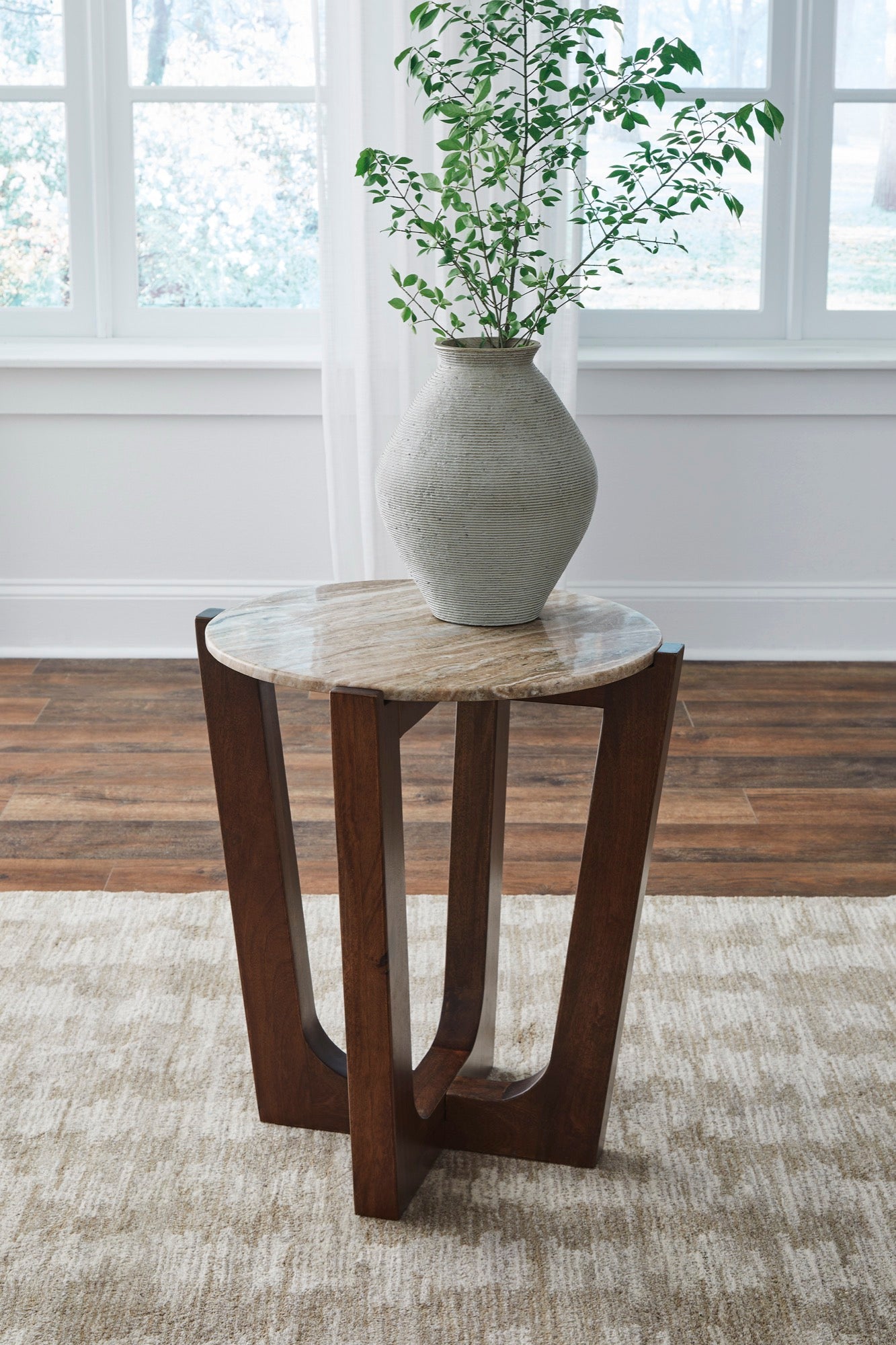 Warm Brown Round End Table