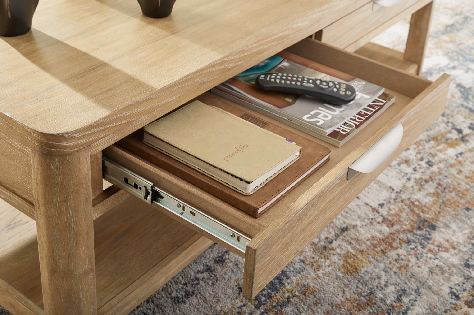 Light Brown Rectangular Coffee Table