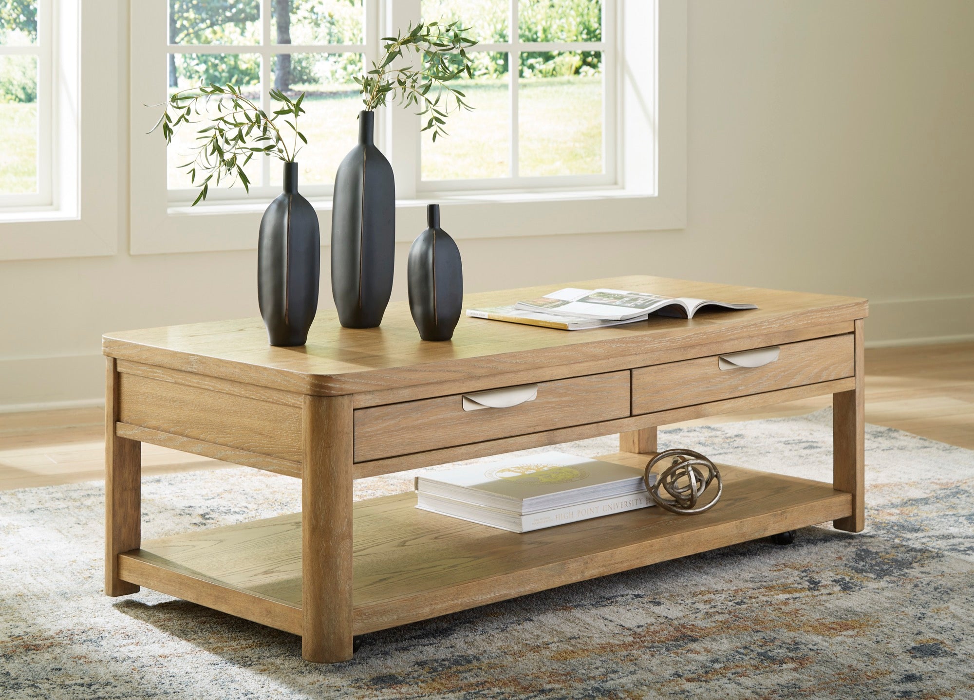 Light Brown Rectangular Coffee Table