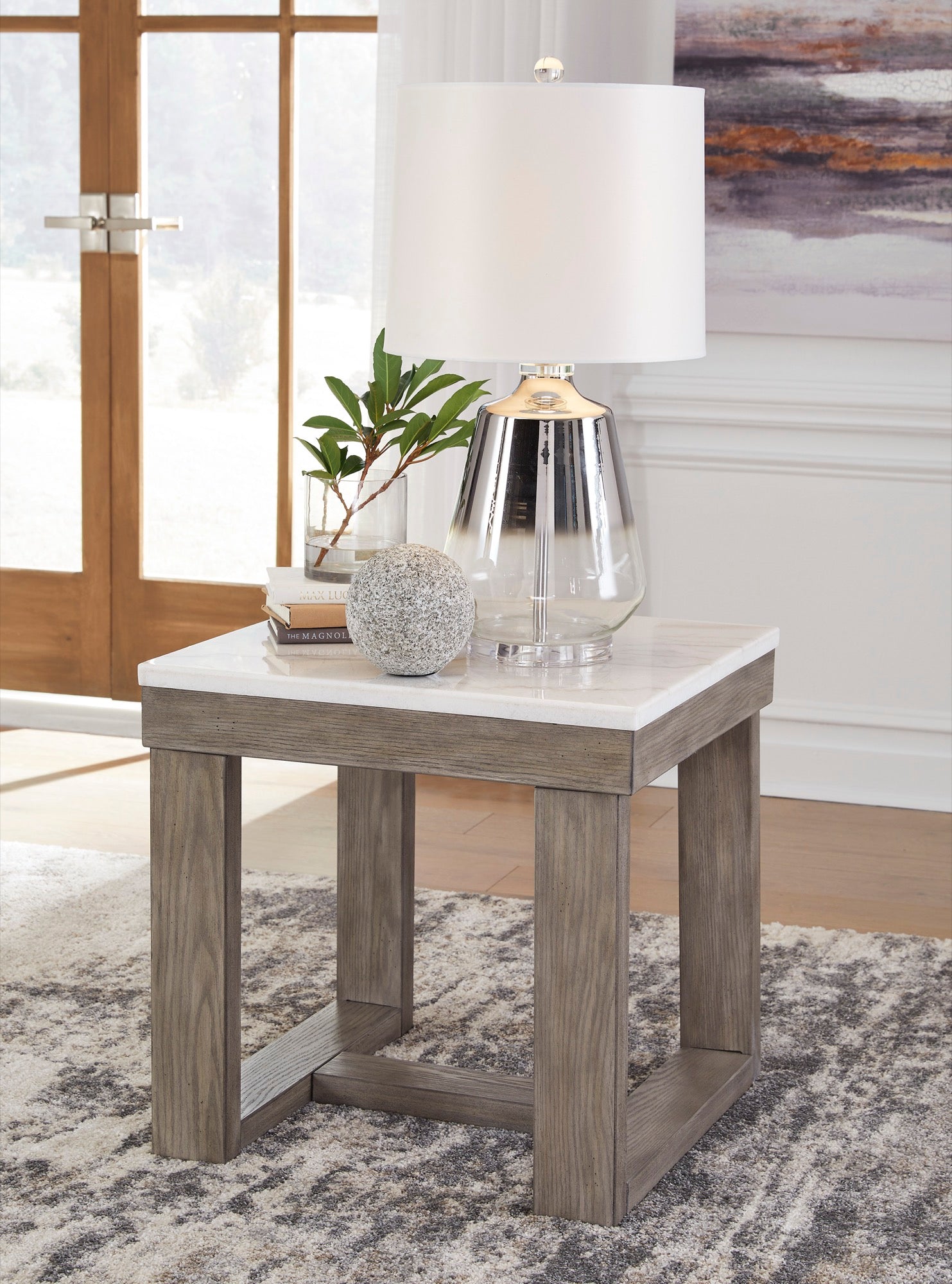 Marble Top Square End Table