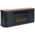 XL Slate Blue TV Stand with Fireplace & Speakers - Adams Furniture