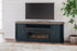 XL Slate Blue TV Stand with Fireplace & Speakers - Adams Furniture