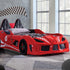 Trackster Kid's Red Race Car Bed with LED Lights - Adams Furniture