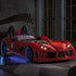 Trackster Kid's Red Race Car Bed with LED Lights - Adams Furniture
