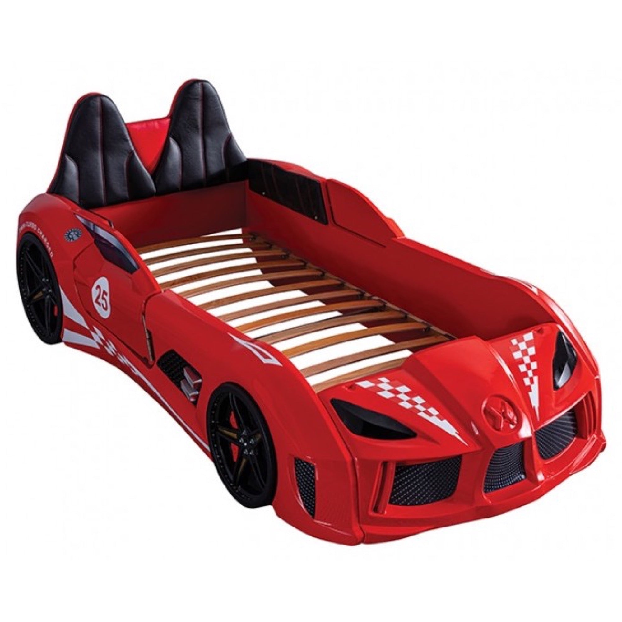 Trackster Kid's Red Race Car Bed with LED Lights