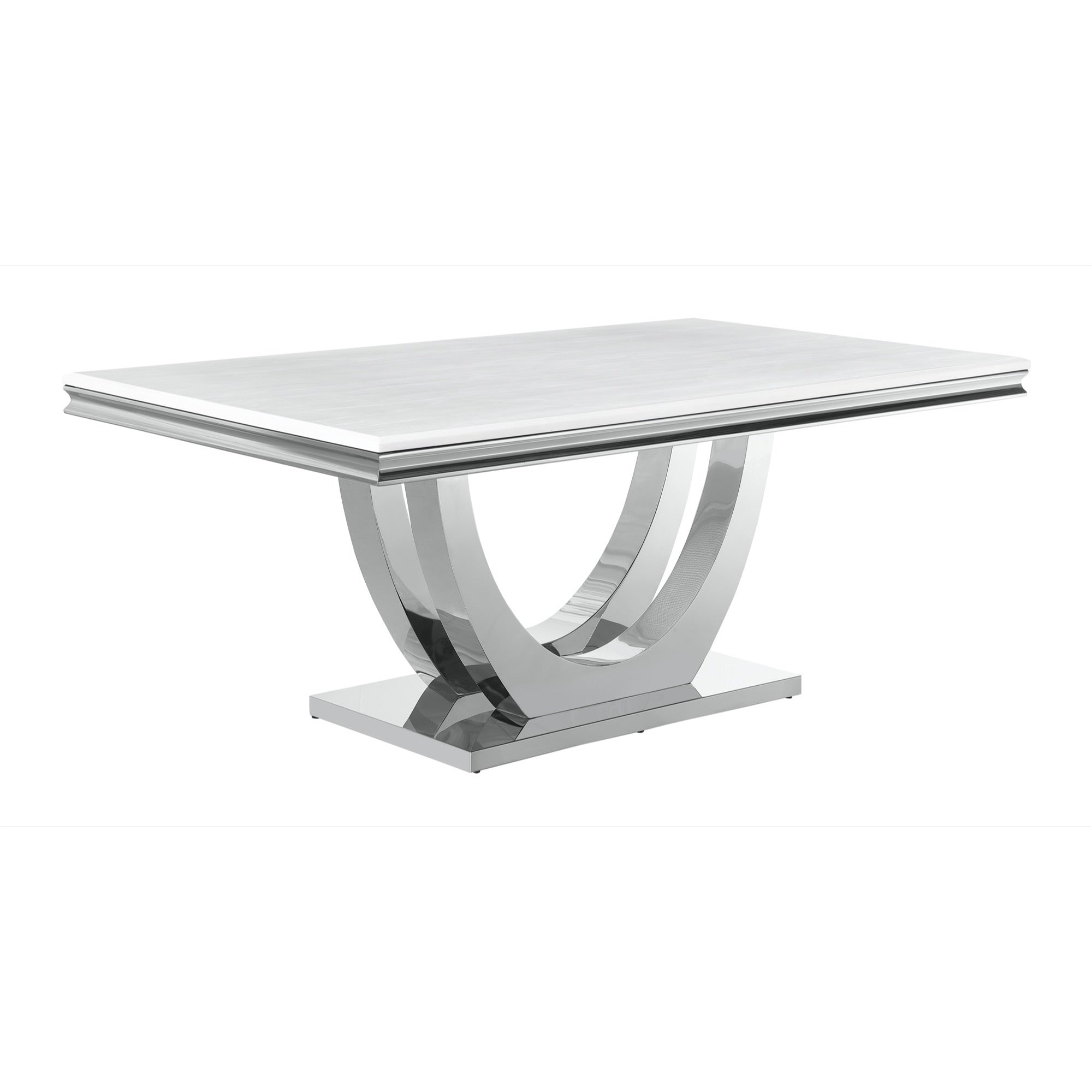 Kerwin Rectangle Faux Marble Top Dining Table White And Chrome - Adams Furniture