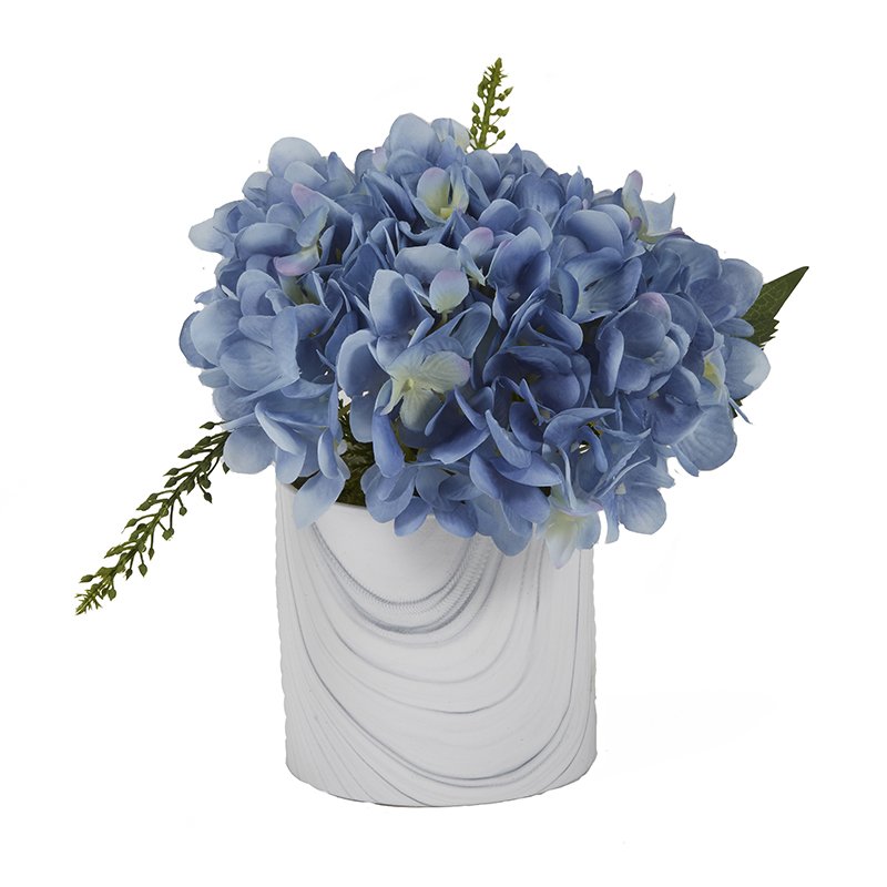 Blue Hydrangea in Marbled Ceramic Cylinder - Adams Furniture