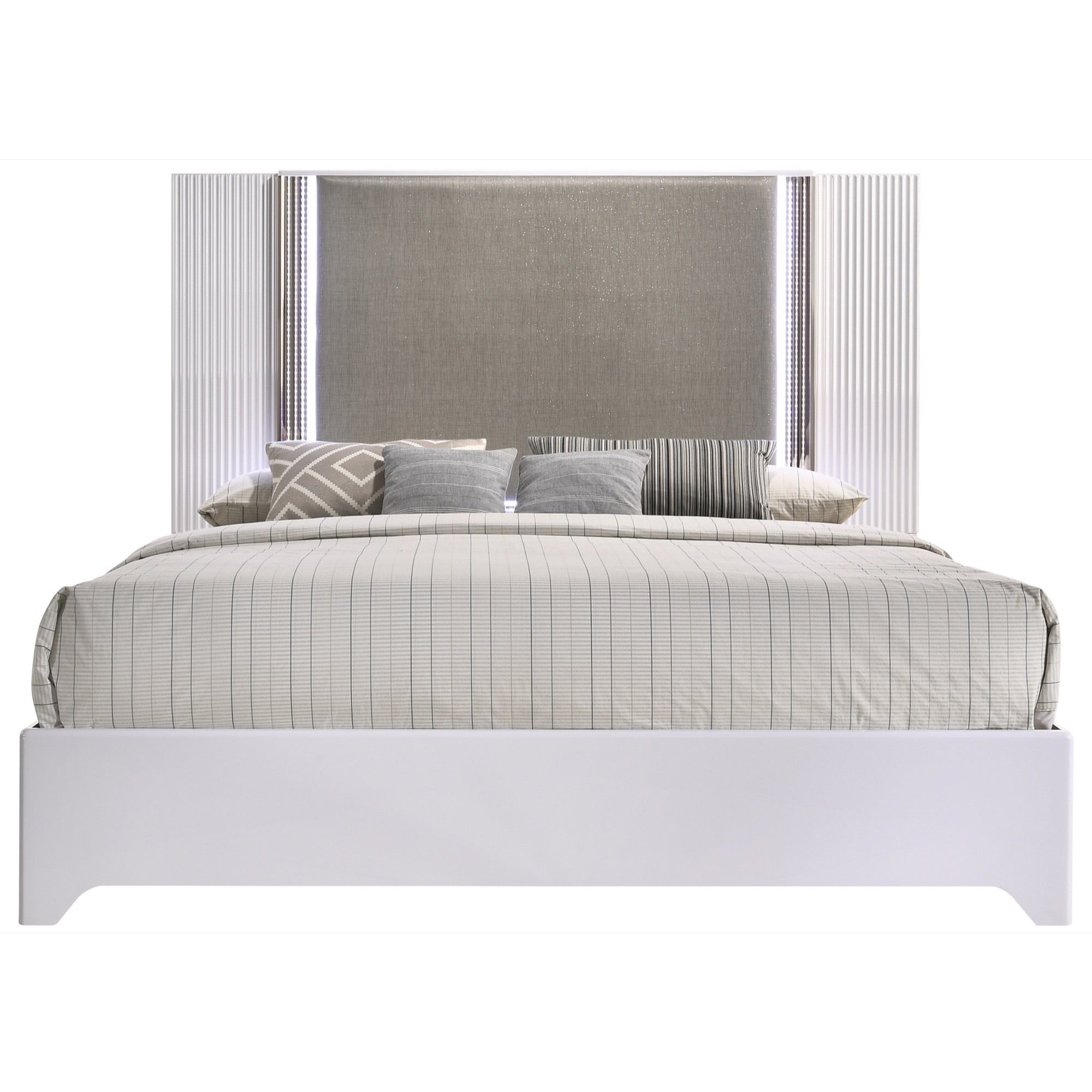 Aspen King White Bed with LED Light