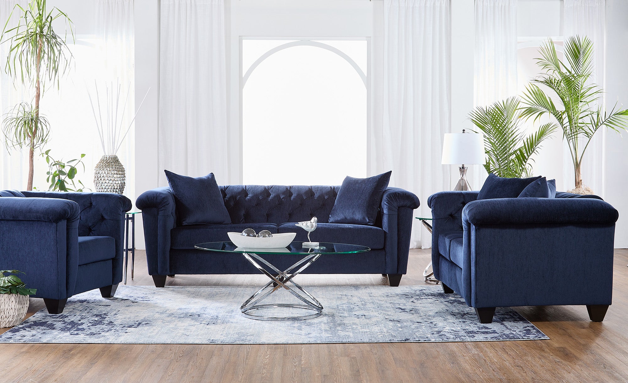 Lush Navy Loveseat