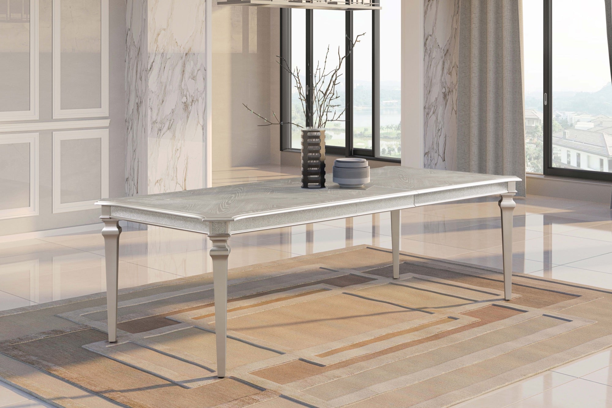 Evangeline Rectangular Dining Table With Extension Leaf