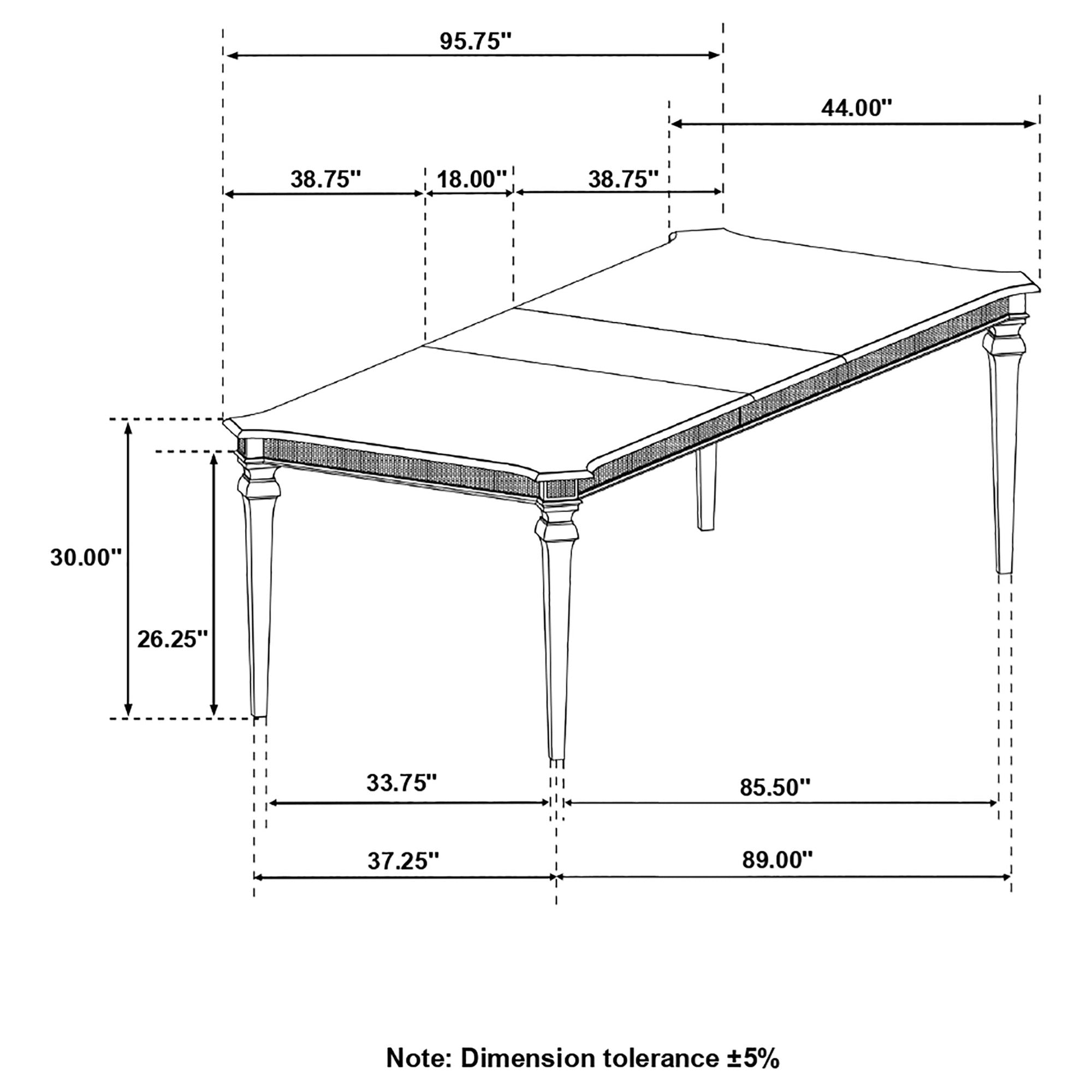 Evangeline Rectangular Dining Table With Extension Leaf