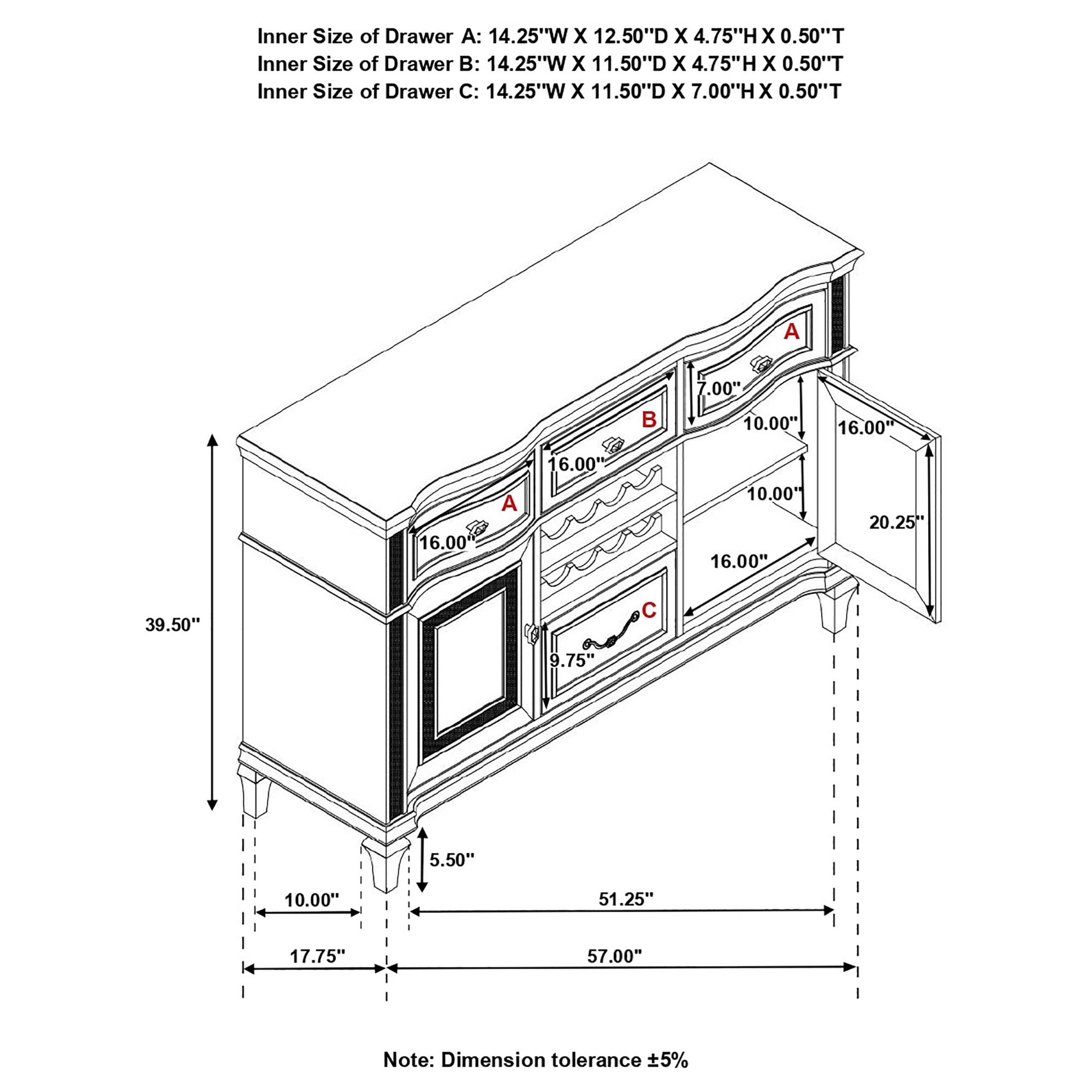 Evangeline 4-Drawer Sideboard Server