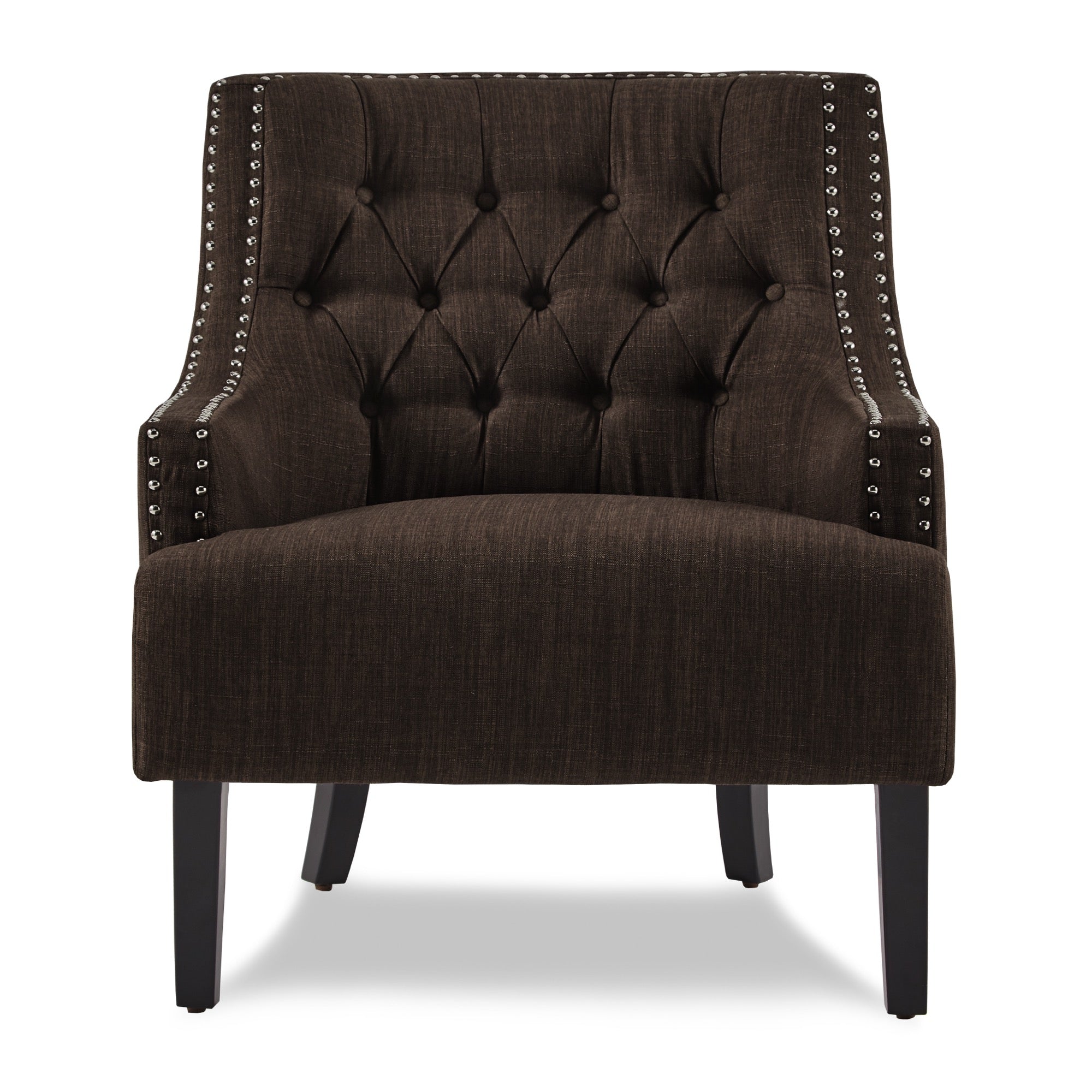 Chocolate Nailhead Accent Chair - Adams Furniture