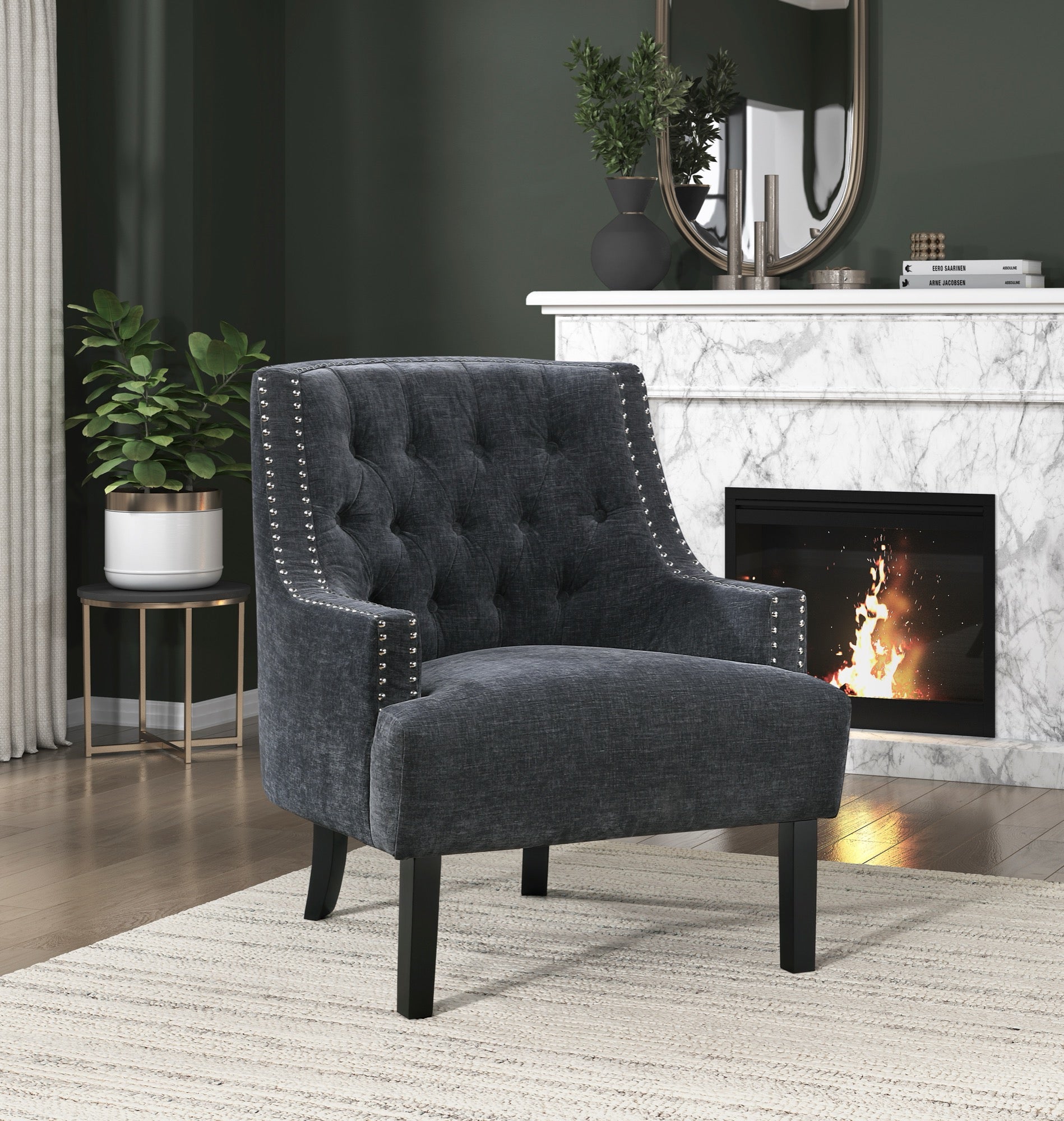 Black Nailhead Accent Chair - Adams Furniture