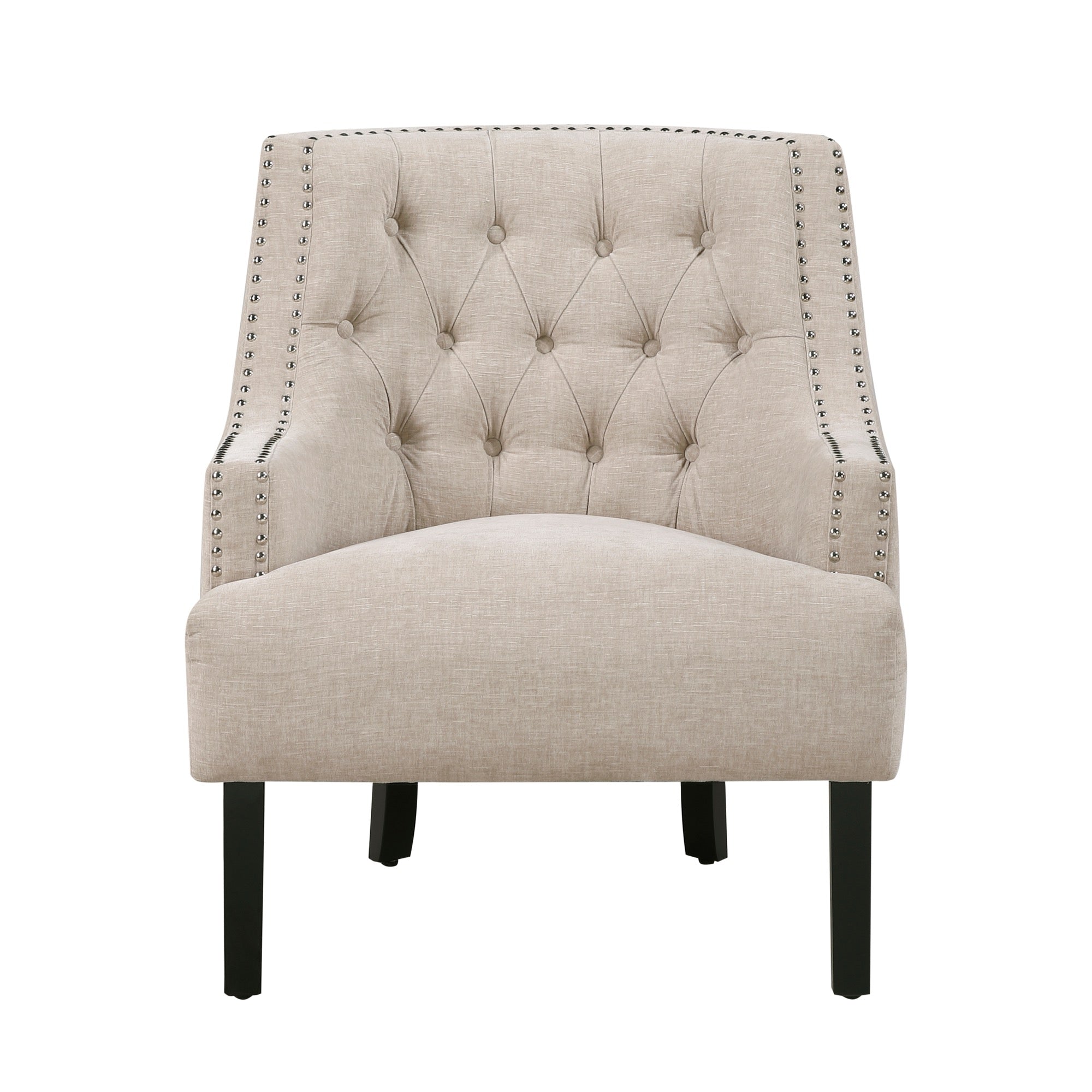 Beige Nailhead Accent Chair