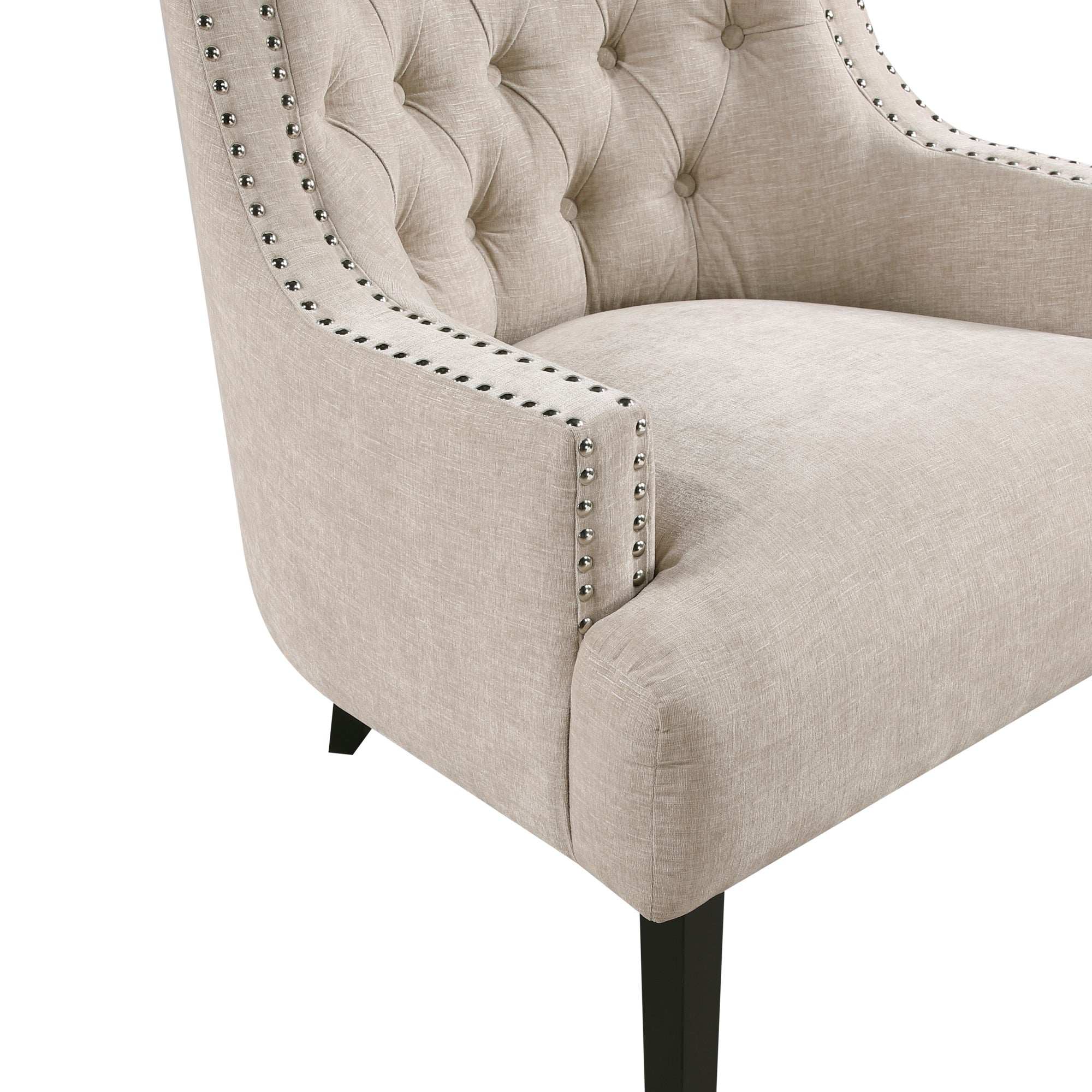 Beige Nailhead Accent Chair - Adams Furniture