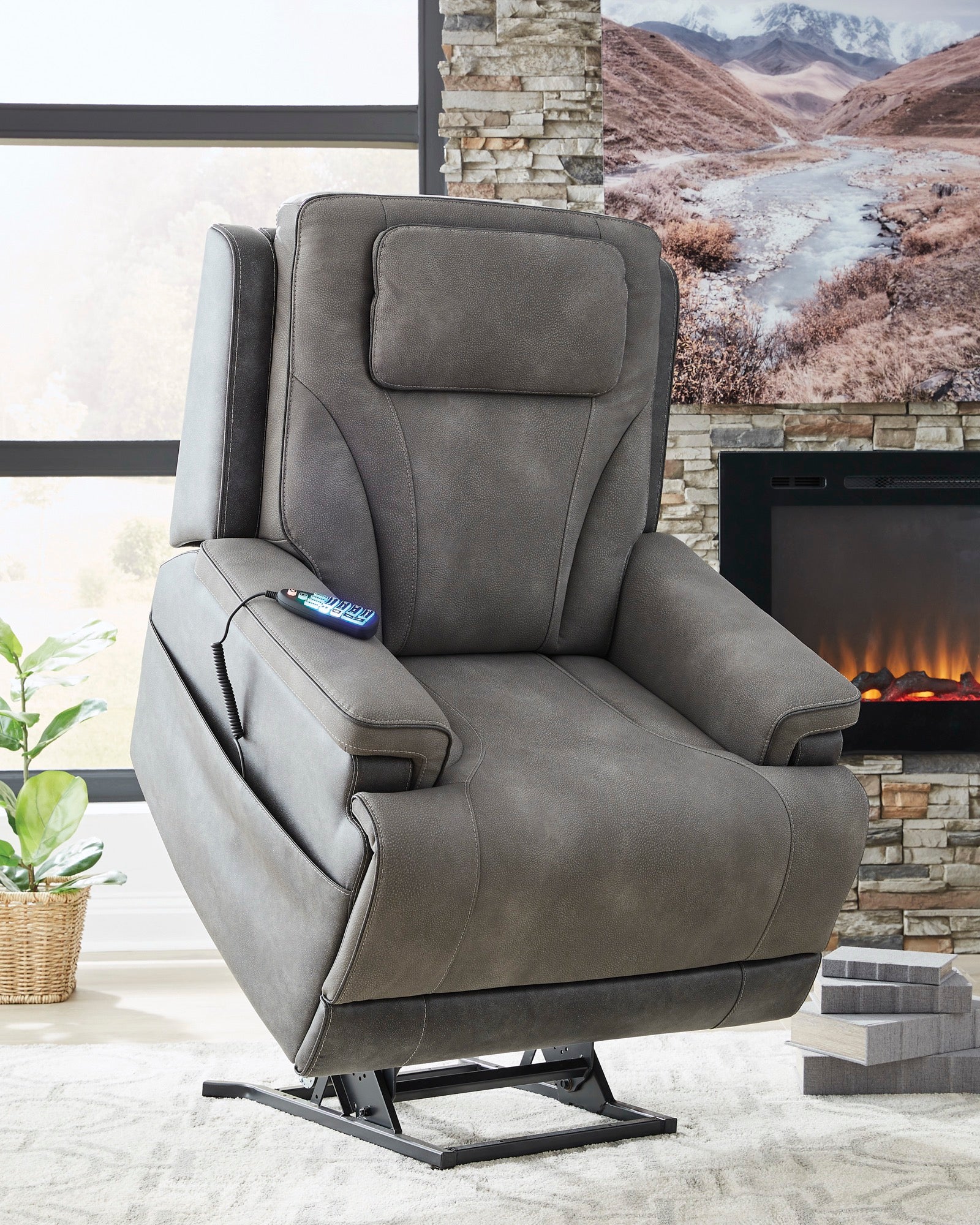 Slate Power Lift Recliner - Adams Furniture