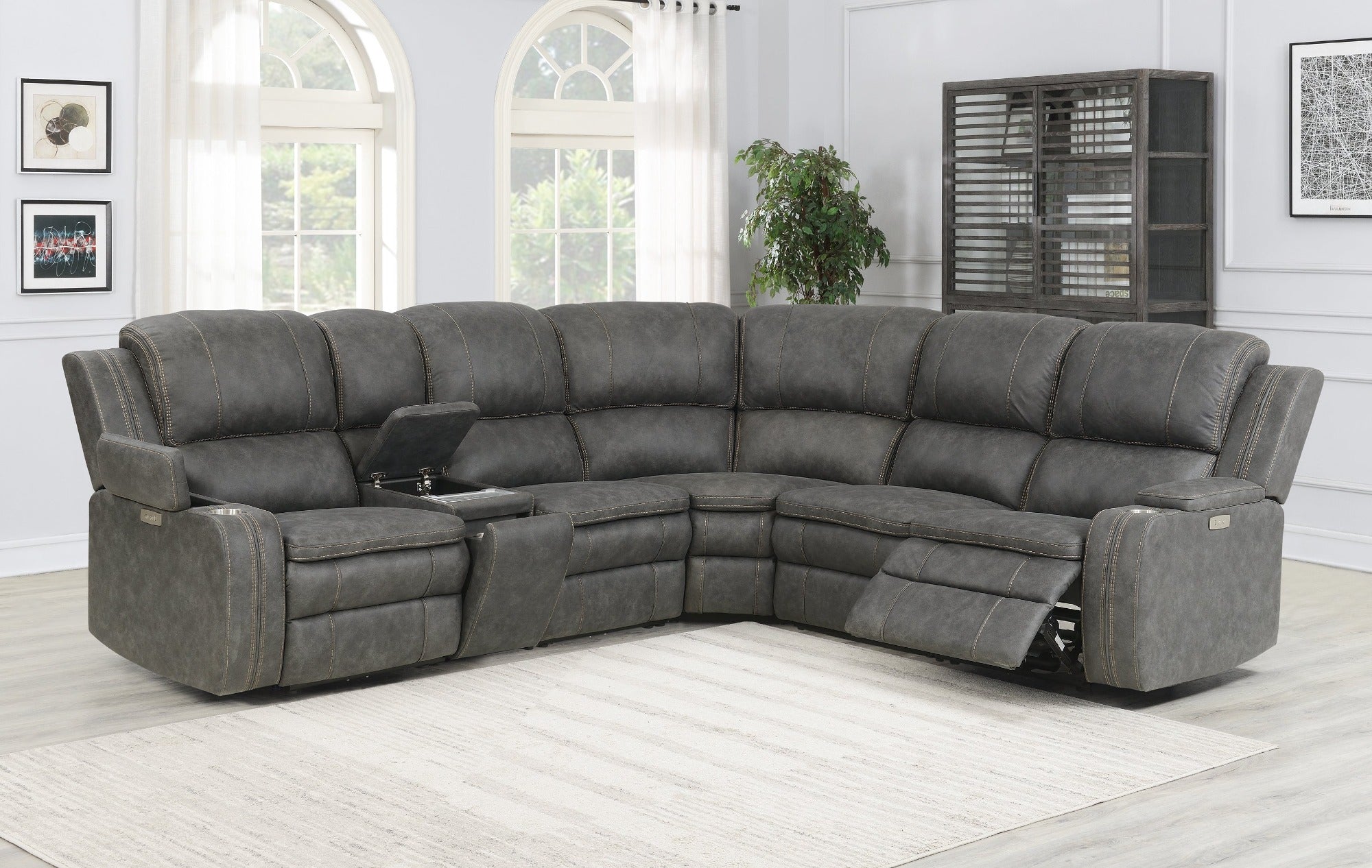 Iron Fabric Power Reclining Sectional