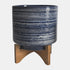 Ceramic Planter On Stand, Blue (Set of 2)