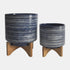 Ceramic Planter On Stand, Blue (Set of 2)