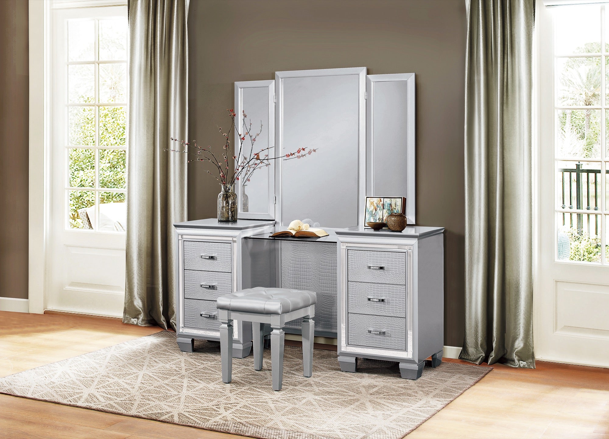 Skylar Vanity & Stool Set - Adams Furniture