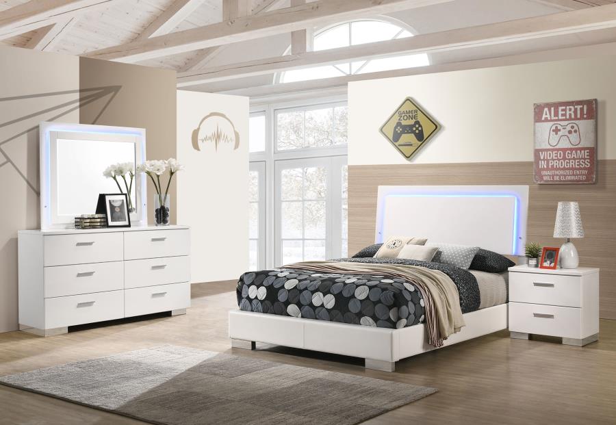Felicity Full 5 Piece Bedroom Set w/ LED Light - Adams Furniture