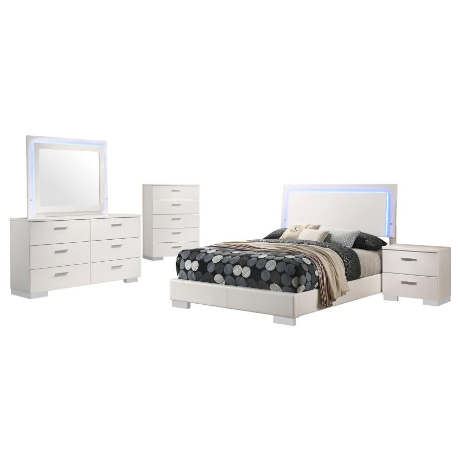 Felicity Full 5 Piece Bedroom Set w/ LED Light - Adams Furniture