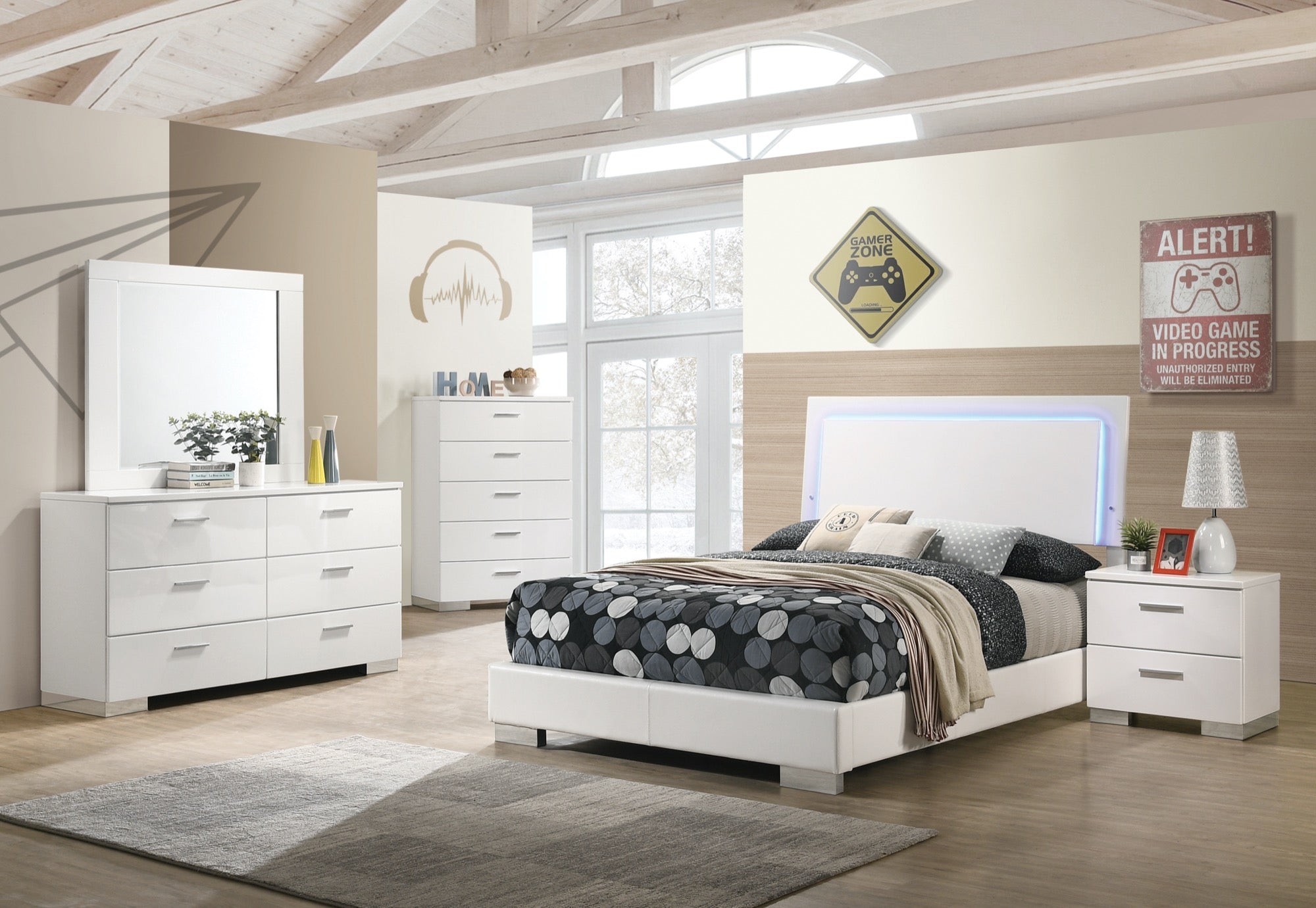 Felicity Full Bed w/ LED Light - Adams Furniture