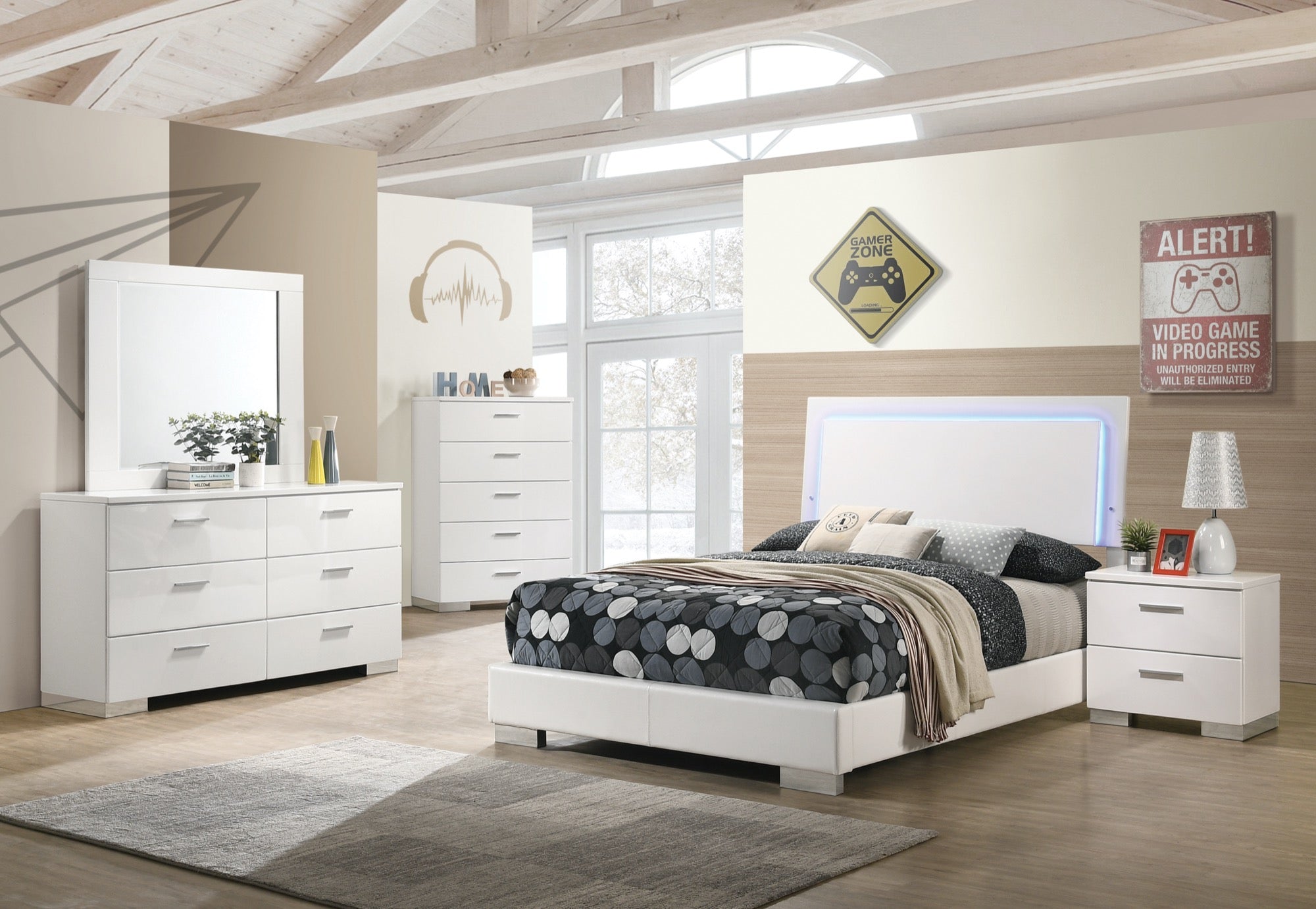 Felicity Full 3 Piece Bedroom Set w/ LED Light