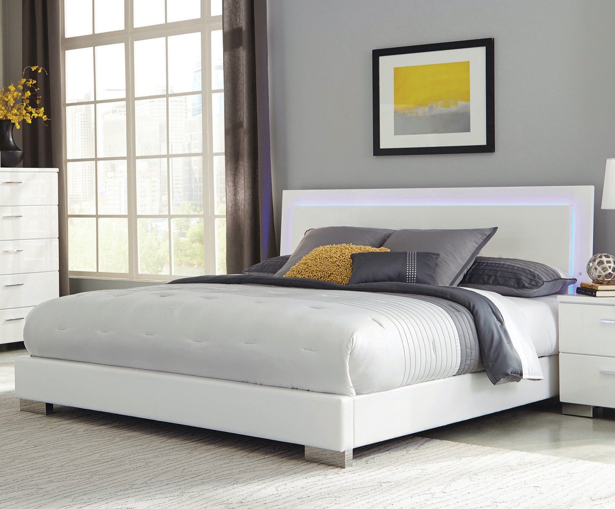 Felicity King Bed w/ LED Light - Adams Furniture