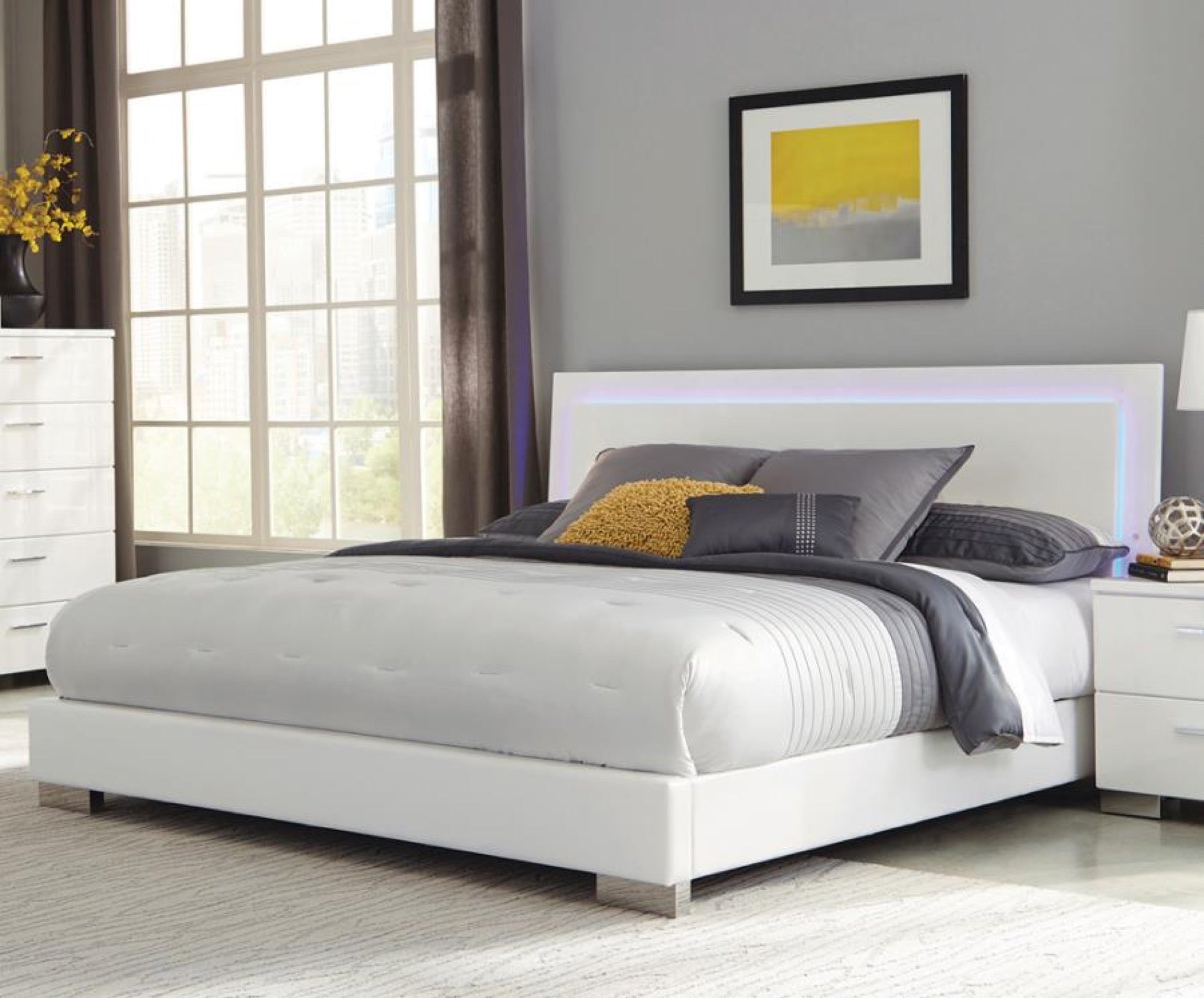 Felicity Queen 3 Piece Bedroom Set w/ LED Light - Adams Furniture