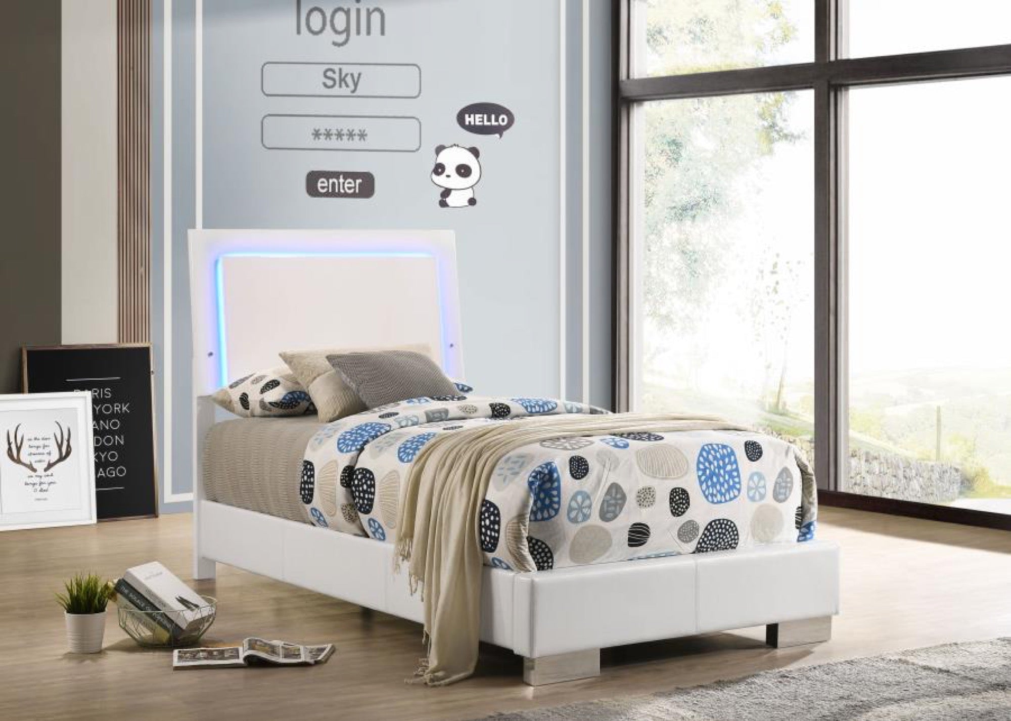 Felicity Twin 3 Piece Bedroom Set w/ LED Light - Adams Furniture