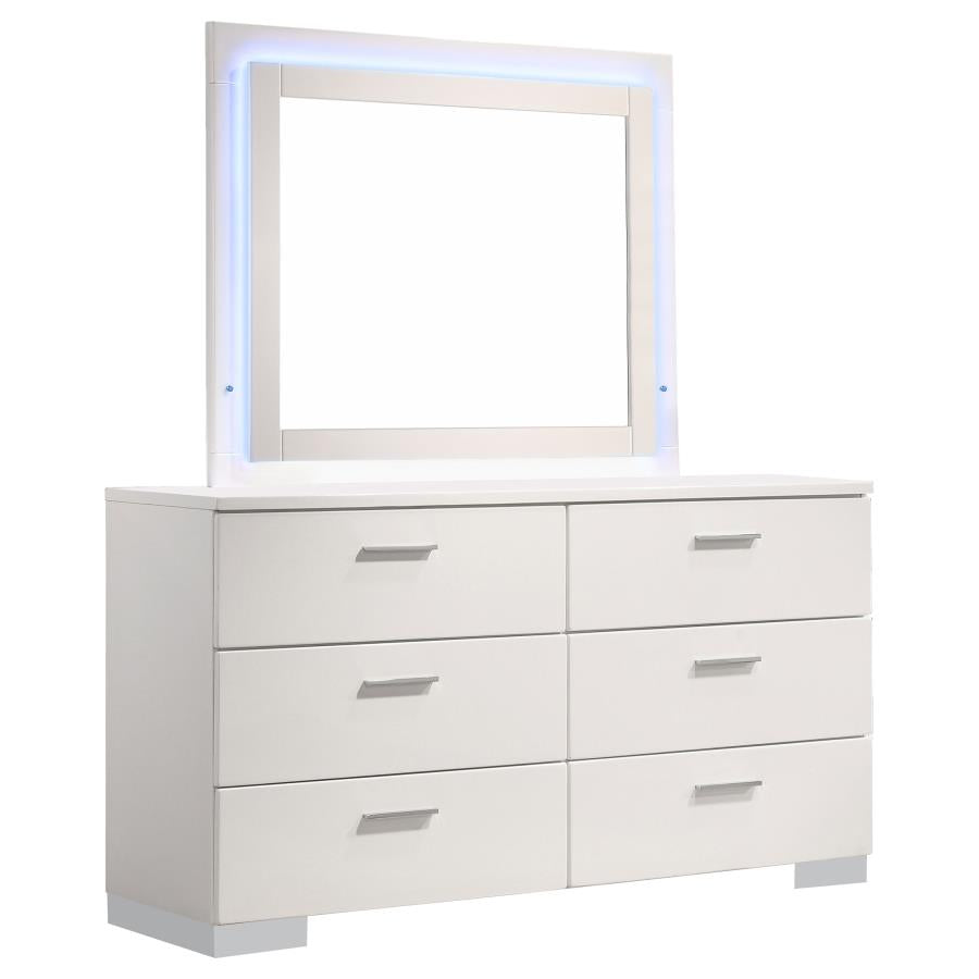 Felicity Full 5 Piece Bedroom Set w/ LED Light - Adams Furniture