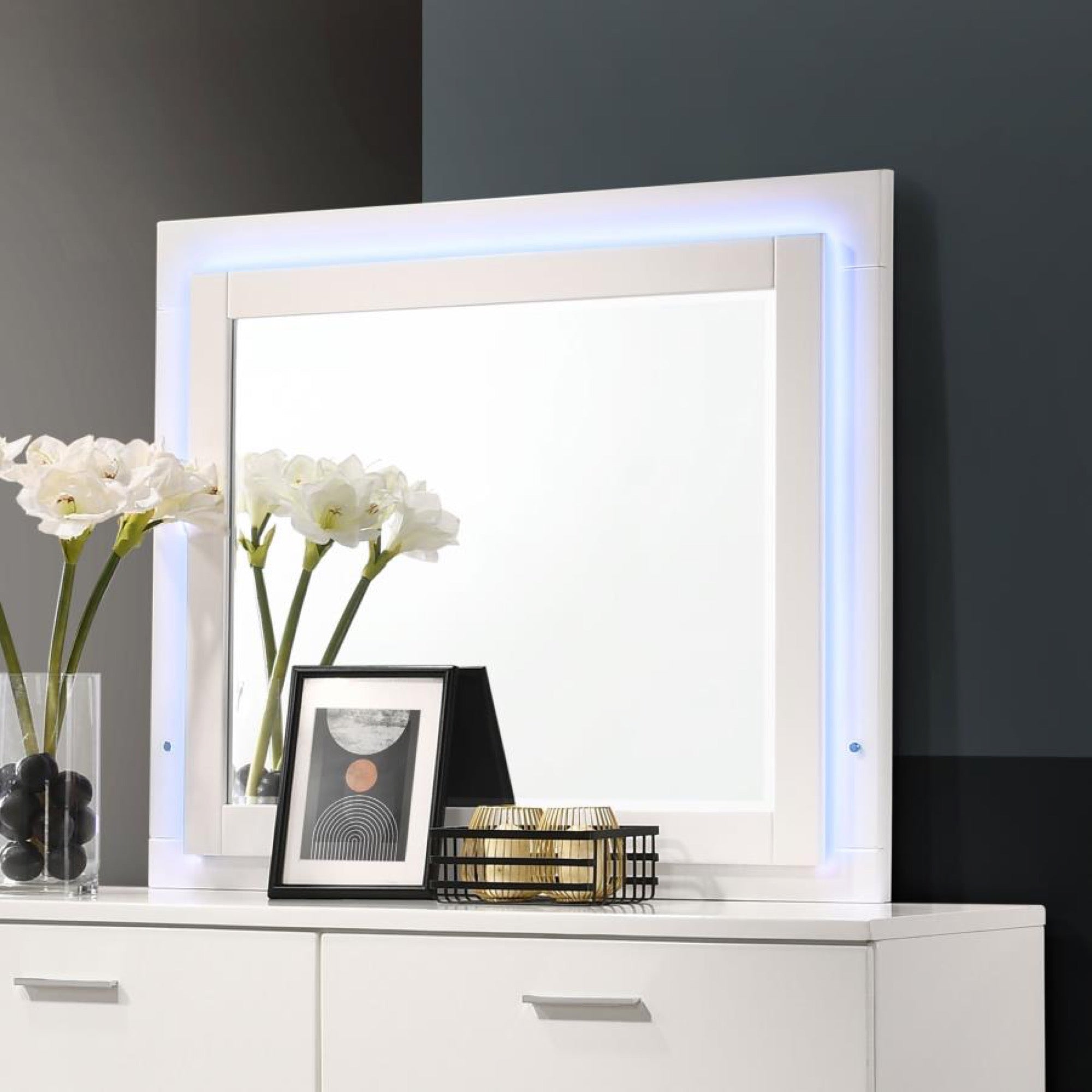 Felicity Twin 5 Piece Bedroom Set w/ LED Light - Adams Furniture