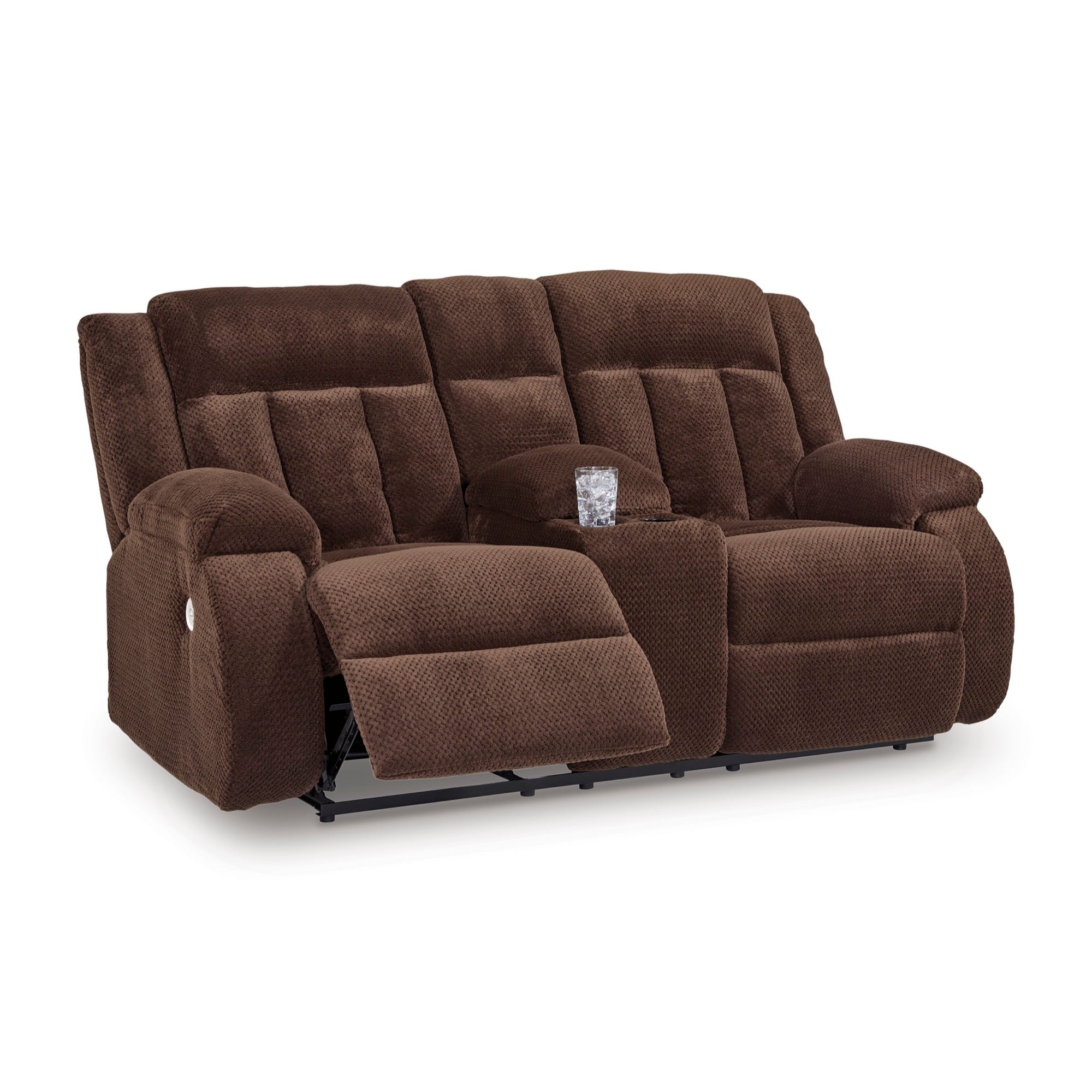 Oscar Power Reclining Loveseat with Console - Adams Furniture