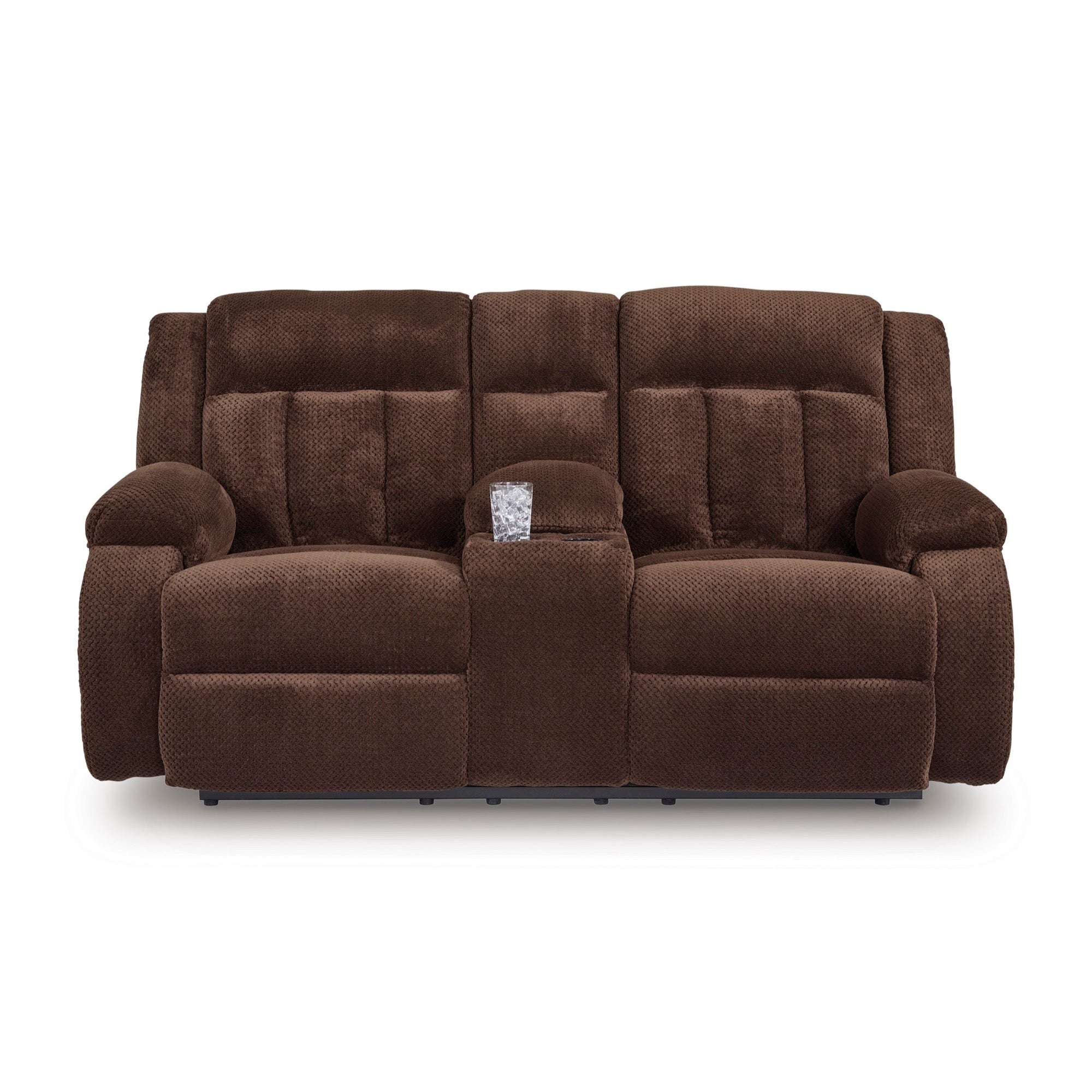 Oscar Power Reclining Loveseat with Console - Adams Furniture