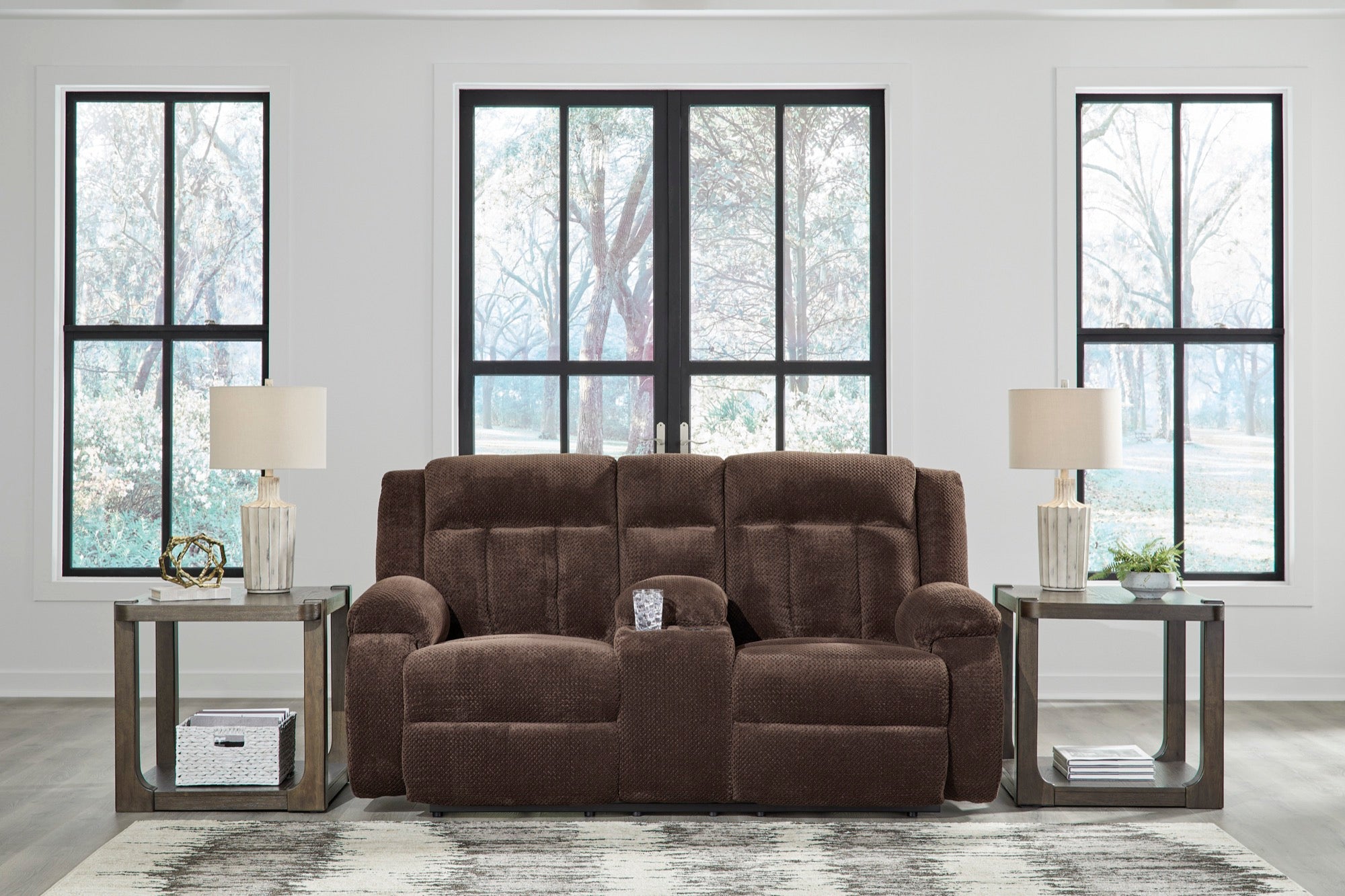 Oscar Power Reclining Loveseat with Console - Adams Furniture
