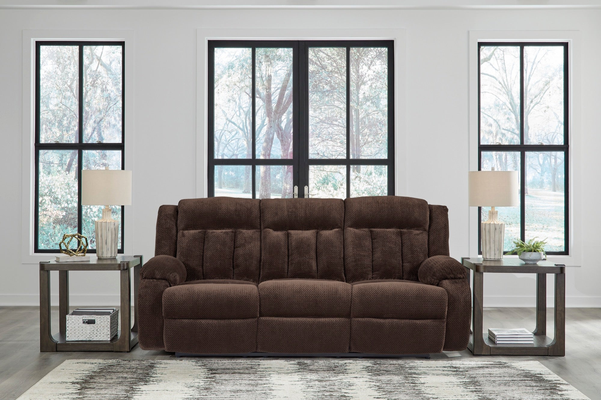 Oscar Power Reclining Sofa with Drop Down Table - Adams Furniture